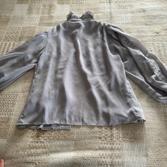 Vintage Sheer Ruffle High Neck Lace Blouse - Picture 7 of 9